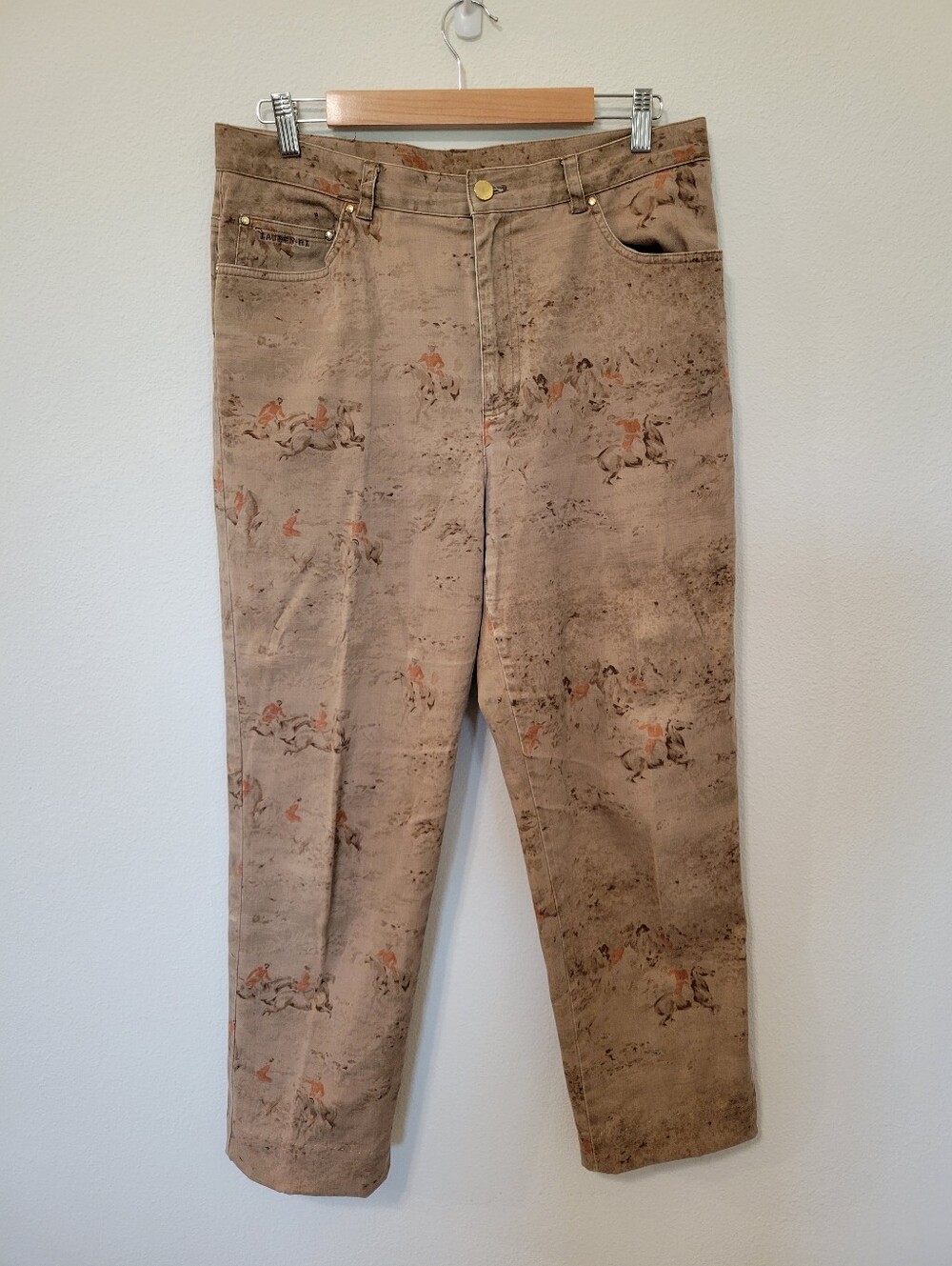 LAUREN RALPH LAUREN Thoroughbred horse print pants Size 14 Hemmed
